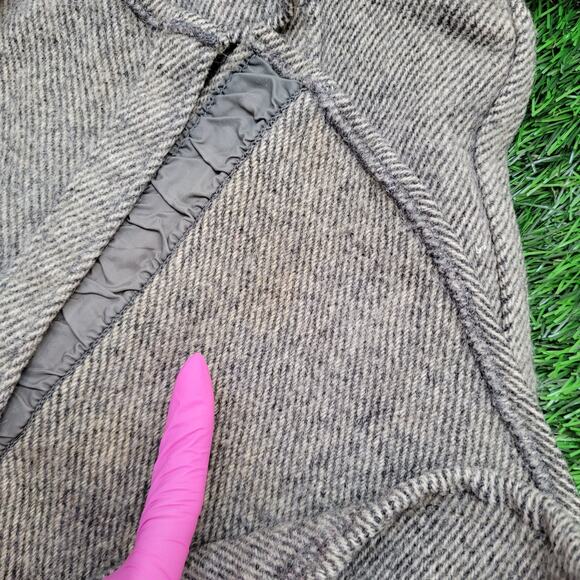 Vintage 80s MOD Flannel Button Shirt Small 20x27 Gray Jacket Shacket Heavyweight - Picture 9 of 14